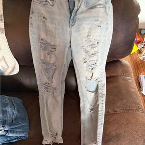 American Eagle Outfitters Light Blue Distressed Skinny Jeans